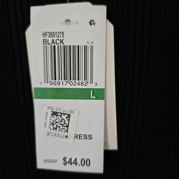 $44 Hippie Rose Sweater Dress Women Sz L Black Long Bell Sleeve Short Front Slit - Picture 7 of 12